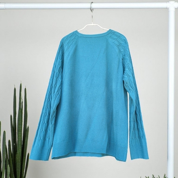 Croft & Barrow The Extra Soft Cabled Crew Neck Sweater Wetlands Large (EUC) - Picture 4 of 10